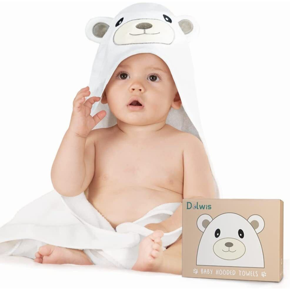 Dolwis Bamboo Hooded Bear Baby Bath Towel Organic Cotton Newborn